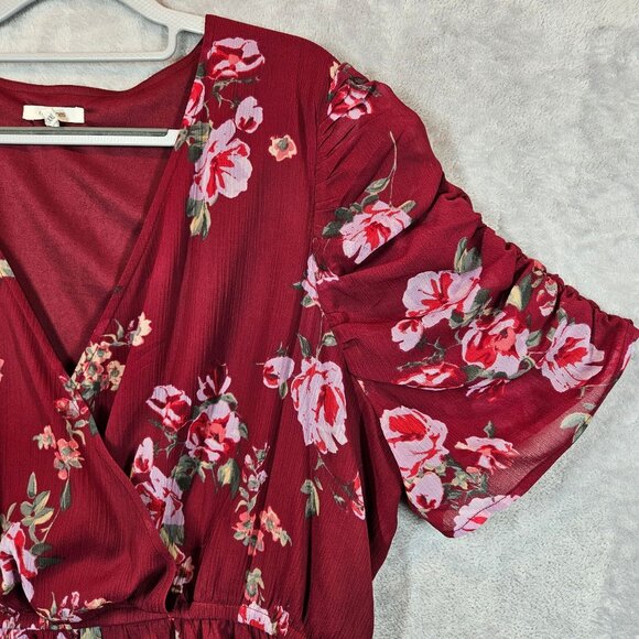 Maurices Floral Burgundy Peplum Blouse XXL Career Feminine peplum office floral - Picture 7 of 14